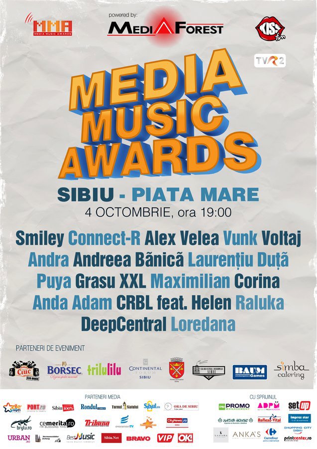 Castigatorii premiilor muzicale Media Music Awards Sibiu 2012