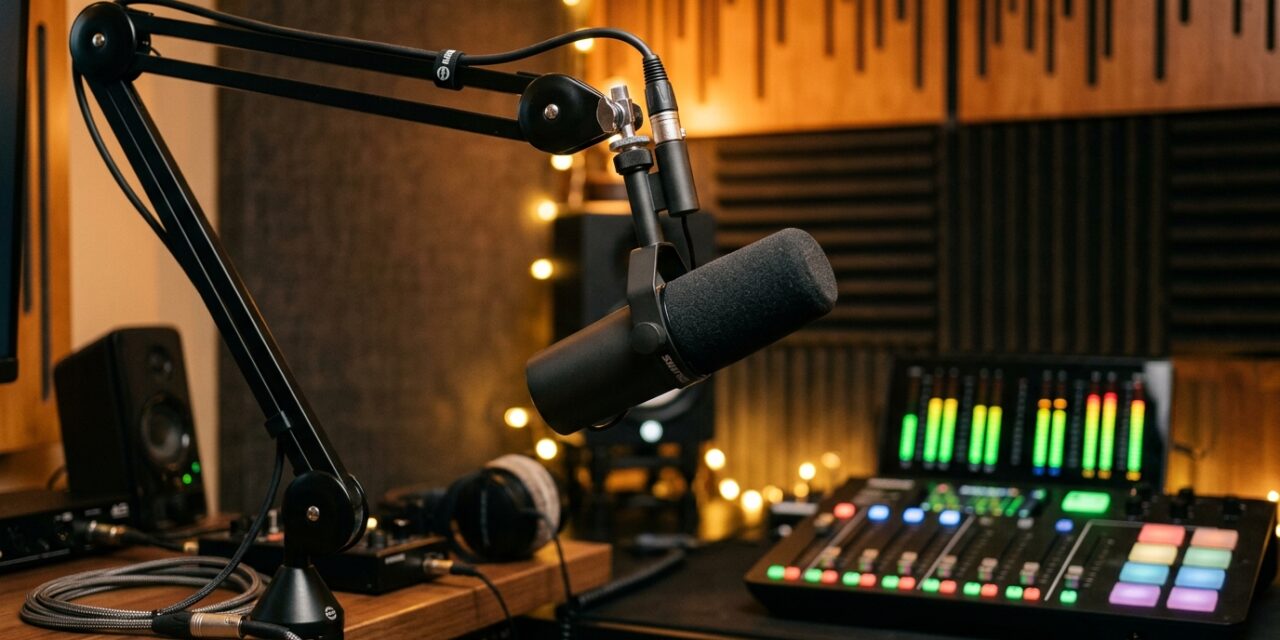 Microfon profesional de studio podcast și producție audio