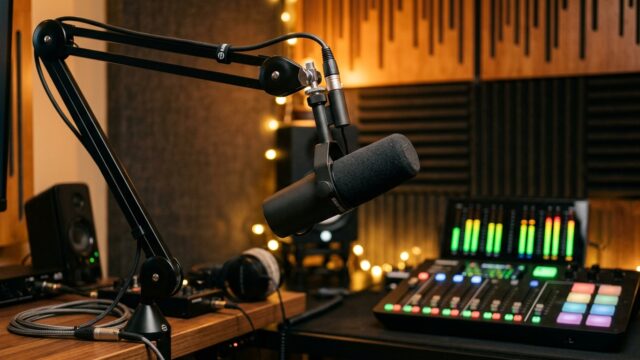 Microfon profesional de studio podcast și producție audio
